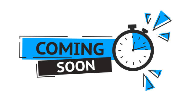 Vector Illustration Coming Soon Banner With Clock Sign